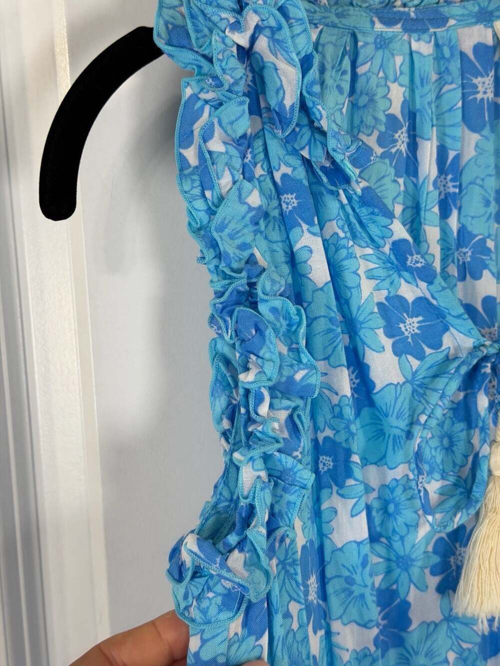 Coolchange Blue Floral Tassel Ruffle Mini Dress Size XS - Picture 4 of 6